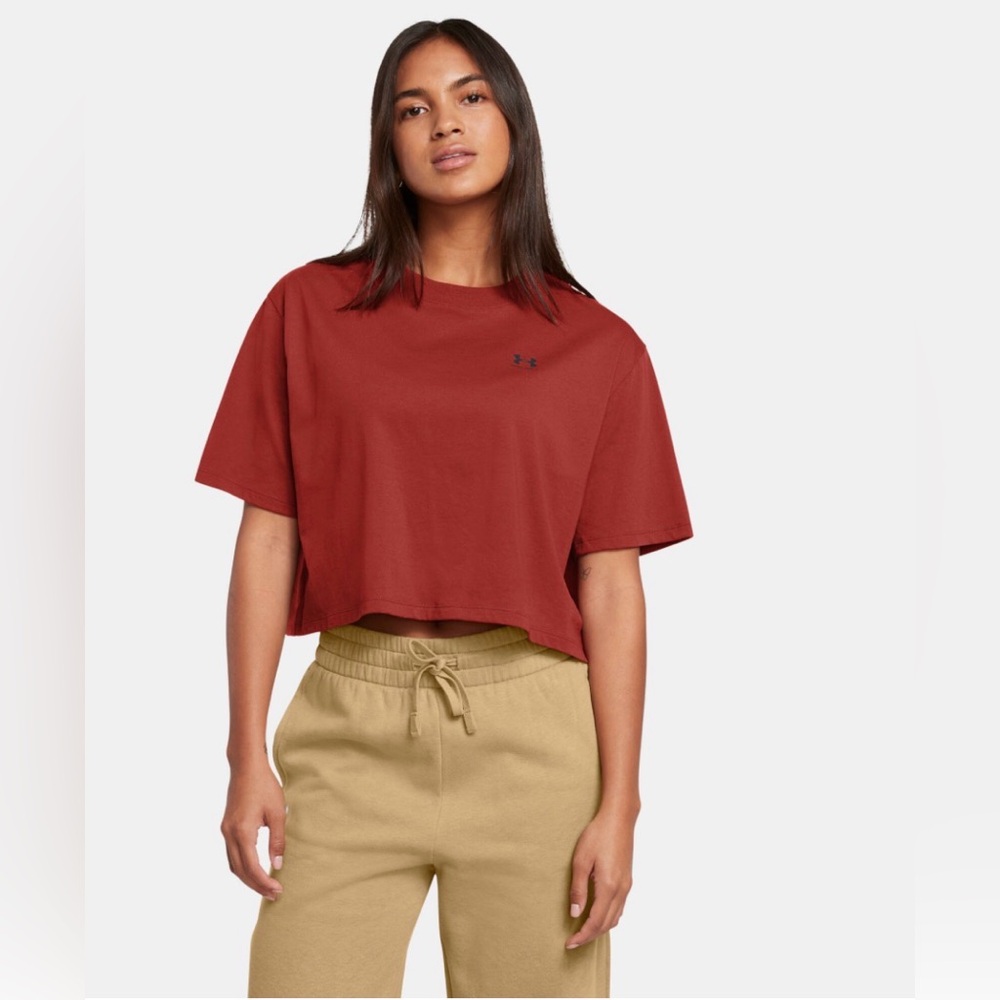 NWT Under Armour loose crop‎ top burnt orange size L